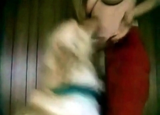 Hung pet enjoying a tiny, seductive slut