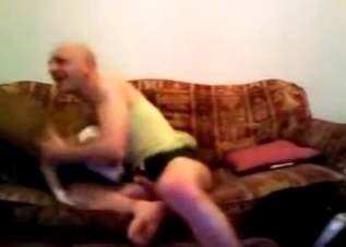 Creepy crossdresser fucking a hot dog