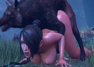 Doggy style fucking with a lone wolf, all 3D