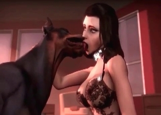 Kissing and romancing in this 3D bestiality clip