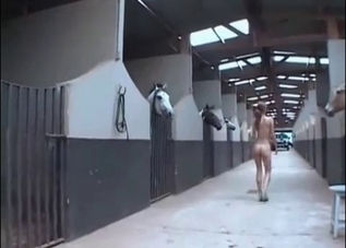 Big horses and a huge slut that loves them