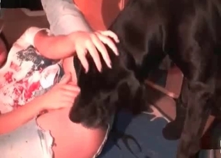Dog jizz getting eaten by a mask-wearing slut